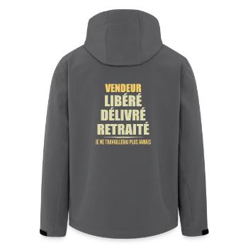 Vendeur célèbre sa retraite avec humour cadeau - Veste softshell homme en polyester recyclé Stanley/Stella - charbon - Dos - AI Model Male 185 light (185cm)