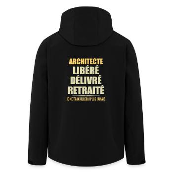 Architecte célèbre sa retraite avec humour cadeau - Veste softshell homme en polyester recyclé Stanley/Stella - noir - Dos - AI Model Male 185 light (185cm)