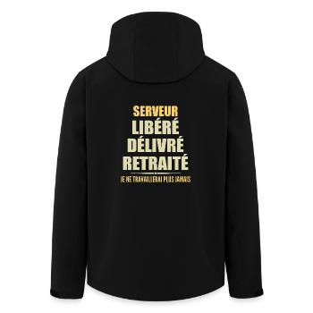 Serveur célèbre sa retraite avec humour cadeau - Veste softshell homme en polyester recyclé Stanley/Stella - noir - Dos - AI Model Male 185 light (185cm)