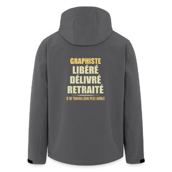 Graphiste célèbre sa retraite avec humour cadeau - Veste softshell homme en polyester recyclé Stanley/Stella - charbon - Dos - AI Model Male 185 light (185cm)