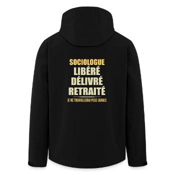 Sociologist celebrates his retirement with humor gift - Men’s Recycled Softshell Jacket by Stanley/Stella - black - Back - AI Model Male 185 light (185cm)