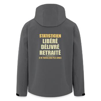 Statisticien célèbre sa retraite avec humour cadea - Veste softshell homme en polyester recyclé Stanley/Stella - charbon - Dos - AI Model Male 185 light (185cm)