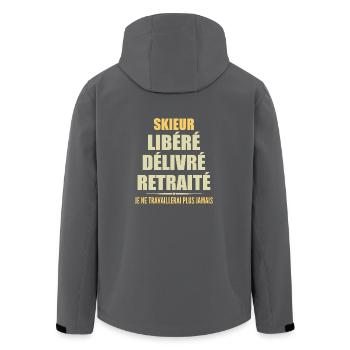 Skieur célèbre sa retraite avec humour cadeau - Veste softshell homme en polyester recyclé Stanley/Stella - charbon - Dos - AI Model Male 185 light (185cm)