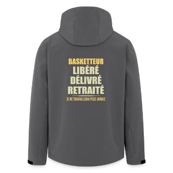 Basketteur célèbre sa retraite avec humour cadeau - Veste softshell homme en polyester recyclé Stanley/Stella - charbon - Dos - AI Model Male 185 light (185cm)
