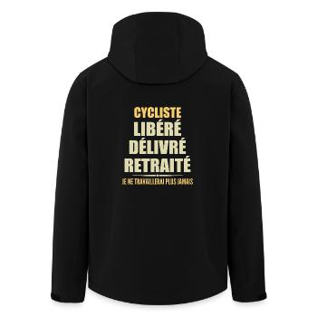 Radfahrer feiert Ruhestand mit Humor Geschenk - Recycelte Männer Softshell-Jacke von Stanley/Stella - Schwarz - Hinten - AI Model Male 185 light (185cm)