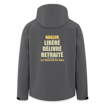 Nageur célèbre sa retraite avec humour cadeau - Veste softshell homme en polyester recyclé Stanley/Stella - charbon - Dos - AI Model Male 185 light (185cm)