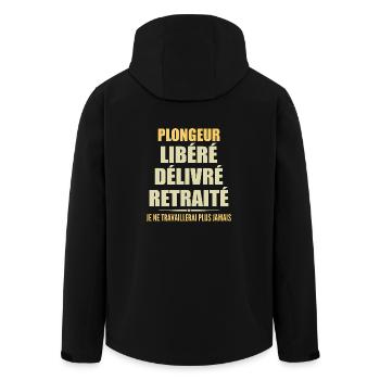 Diver Celebrates Retirement with Humor Gift - Men’s Recycled Softshell Jacket by Stanley/Stella - black - Back - AI Model Male 185 light (185cm)