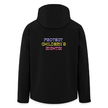 protect children rights - Men’s Recycled Softshell Jacket by Stanley/Stella - black - Back - AI Model Male 185 light (185cm)