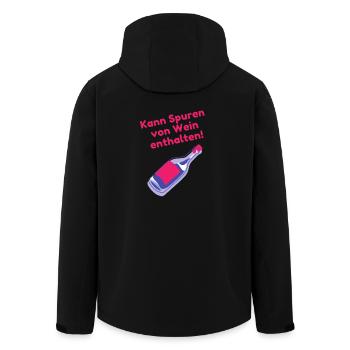 Kann Spuren von Wein enthalten | Lustige Sprüche - Recycelte Männer Softshell-Jacke von Stanley/Stella - Schwarz - Hinten - AI Model Male 185 light (185cm)