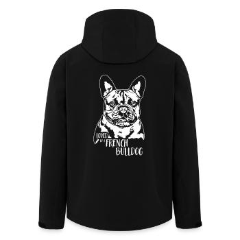 Loved by a French Bulldog Dog Saying Wilsigns - Men’s Recycled Softshell Jacket by Stanley/Stella - black - Back - AI Model Male 185 light (185cm)