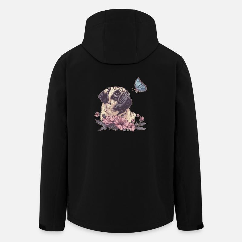 Pug and Butterfly - Men’s Recycled Softshell Jacket by Stanley/Stella - black