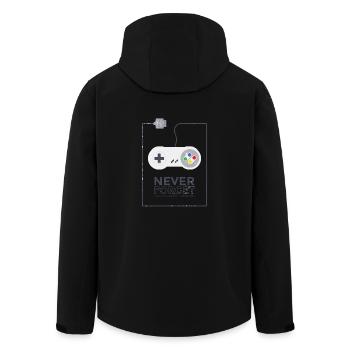 Super Console Gaming - Never Forget Retro 1990 - Men’s Recycled Softshell Jacket by Stanley/Stella - black - Back - AI Model Male 185 light (185cm)