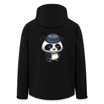 Ours panda cool avec chapeau de laine - Veste softshell homme en polyester recyclé Stanley/Stella - noir - Dos - AI Model Male 185 light (185cm)