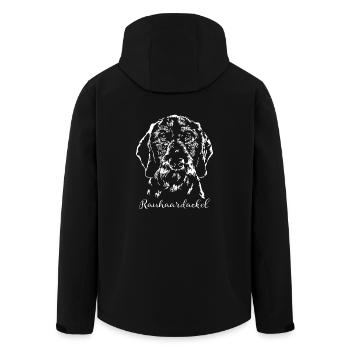 RAUHAARDACKEL Portrait Wilsigns - Recycelte Männer Softshell-Jacke von Stanley/Stella - Schwarz - Hinten - AI Model Male 185 light (185cm)