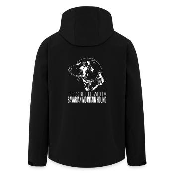 BAVARIAN MOUNTAIN HOUND Life is better Wilsigns - Men’s Recycled Softshell Jacket by Stanley/Stella - black - Back - AI Model Male 185 light (185cm)