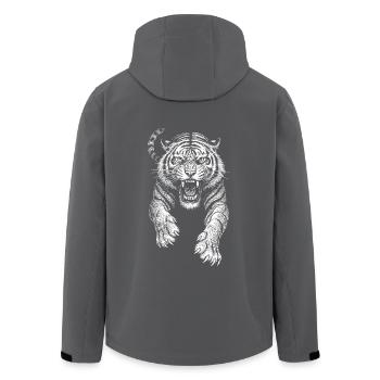Tiger wild cat predator cool sketch Drawing - Men’s Recycled Softshell Jacket by Stanley/Stella - anthracite - Back - AI Model Male 185 light (185cm)