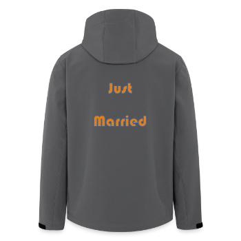 JUST MARRIED. EVJF. SAINT VALENTIN. COUPLE. - Veste softshell homme en polyester recyclé Stanley/Stella - noir - Dos - AI Model Male 185 light (185cm)