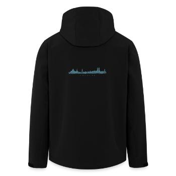 München Skyline (Vintage/Blau) - Recycelte Männer Softshell-Jacke von Stanley/Stella - Schwarz - Hinten - AI Model Male 185 light (185cm)