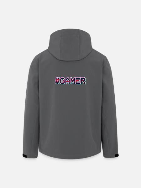 Pixel Neon Gamer Badge - Men’s Recycled Softshell Jacket by Stanley/Stella - black