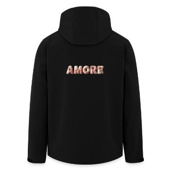 Cadeau patchwork en point peluche Amore - Veste softshell homme en polyester recyclé Stanley/Stella - noir - Dos - AI Model Male 185 light (185cm)