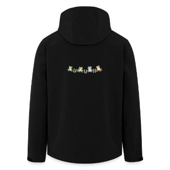 Froschmotiv  Lustige Frösche auf der Wäscheleine - Recycelte Männer Softshell-Jacke von Stanley/Stella - Schwarz - Hinten - AI Model Male 185 light (185cm)