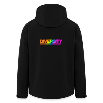 Typo Diversity Rainbow - Men’s Recycled Softshell Jacket by Stanley/Stella - black - Back - AI Model Male 185 light (185cm)