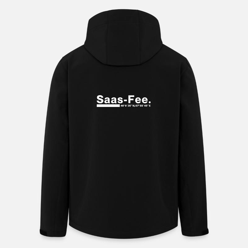 Coordonnées Saas-Fee Valais, Suisse - Veste softshell homme en polyester recyclé Stanley/Stella - noir