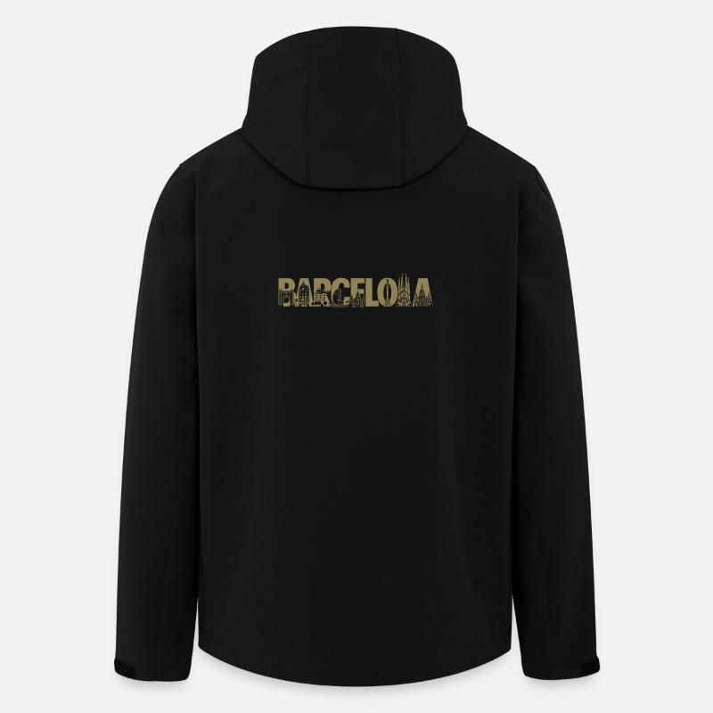 Barcelona Spain Catalonia Silhouette - Men’s Recycled Softshell Jacket by Stanley/Stella - black