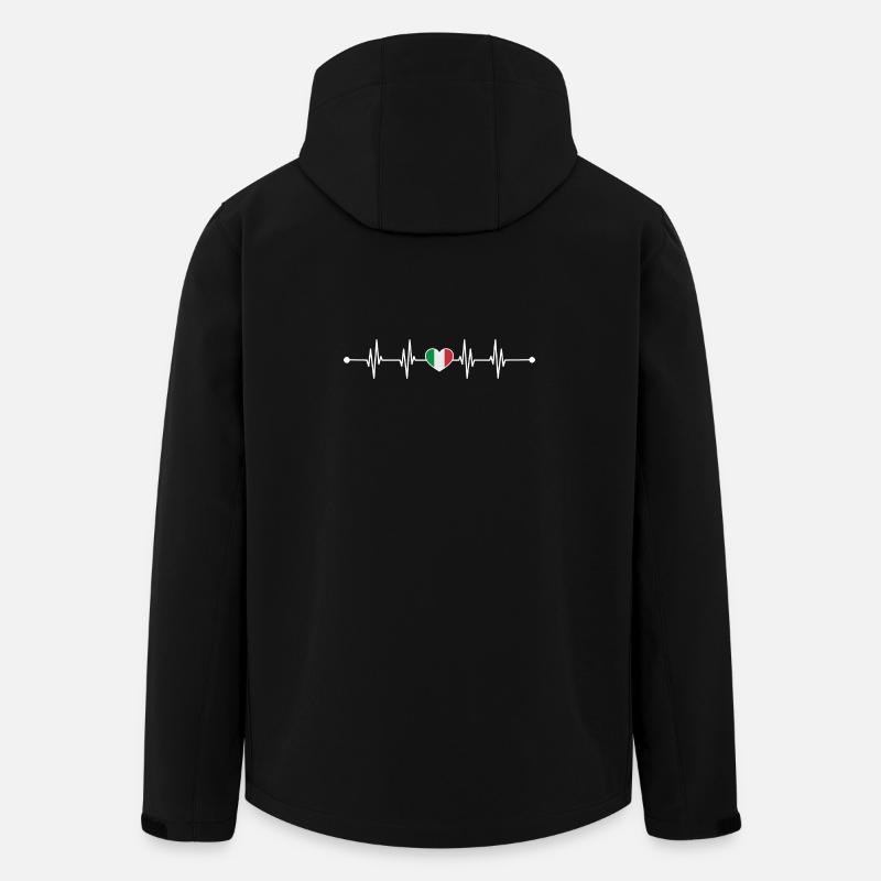 Drapeau italien Heartbeat Design - Veste softshell homme en polyester recyclé Stanley/Stella - noir
