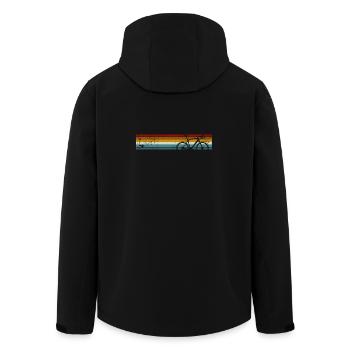 Rainbow Stripe Bicycle Silhouette - Men’s Recycled Softshell Jacket by Stanley/Stella - black - Back - AI Model Male 185 light (185cm)
