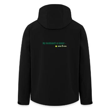 "My backhand’s a secret — even to me." - Men’s Recycled Softshell Jacket by Stanley/Stella - black - Back - AI Model Male 185 light (185cm)
