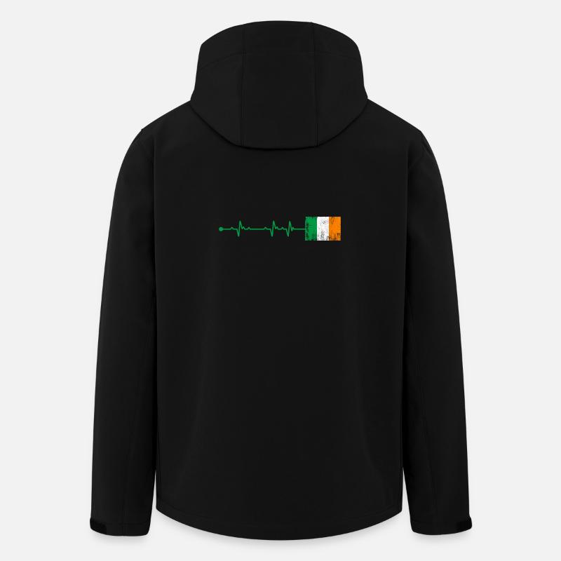 Drapeau de l’Irlande Heartbeat - Veste softshell homme en polyester recyclé Stanley/Stella - noir