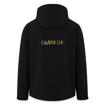 ISABELLE Name Art With Flowers Embroidered - Men’s Recycled Softshell Jacket by Stanley/Stella - black - Back - AI Model Male 185 light (185cm)