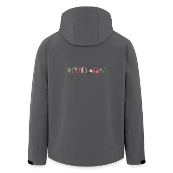 HUDSON Namenskunst mit gestickten Blumen - Recycelte Männer Softshell-Jacke von Stanley/Stella - Anthrazit - Hinten - AI Model Male 185 light (185cm)