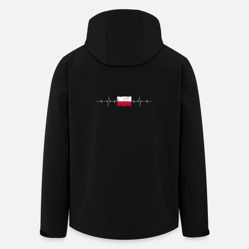 Poland Flag Heartbeat - Men’s Recycled Softshell Jacket by Stanley/Stella - black