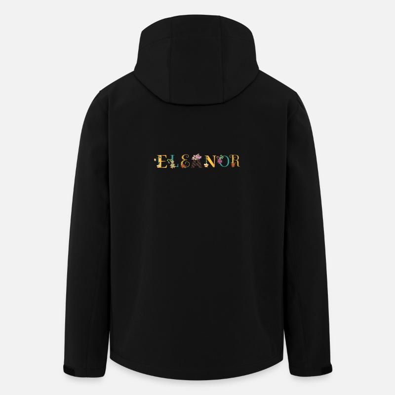 Art du nom ELEANOR avec des fleurs brodées - Veste softshell homme en polyester recyclé Stanley/Stella - noir