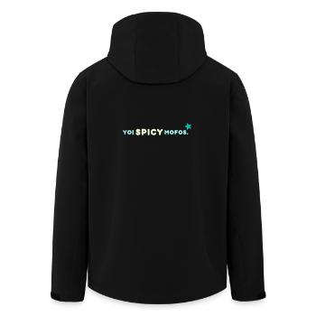 Yo ! Épicé. | Déclaration rétro sur le streetwear - Veste softshell homme en polyester recyclé Stanley/Stella - noir - Dos - AI Model Male 185 light (185cm)