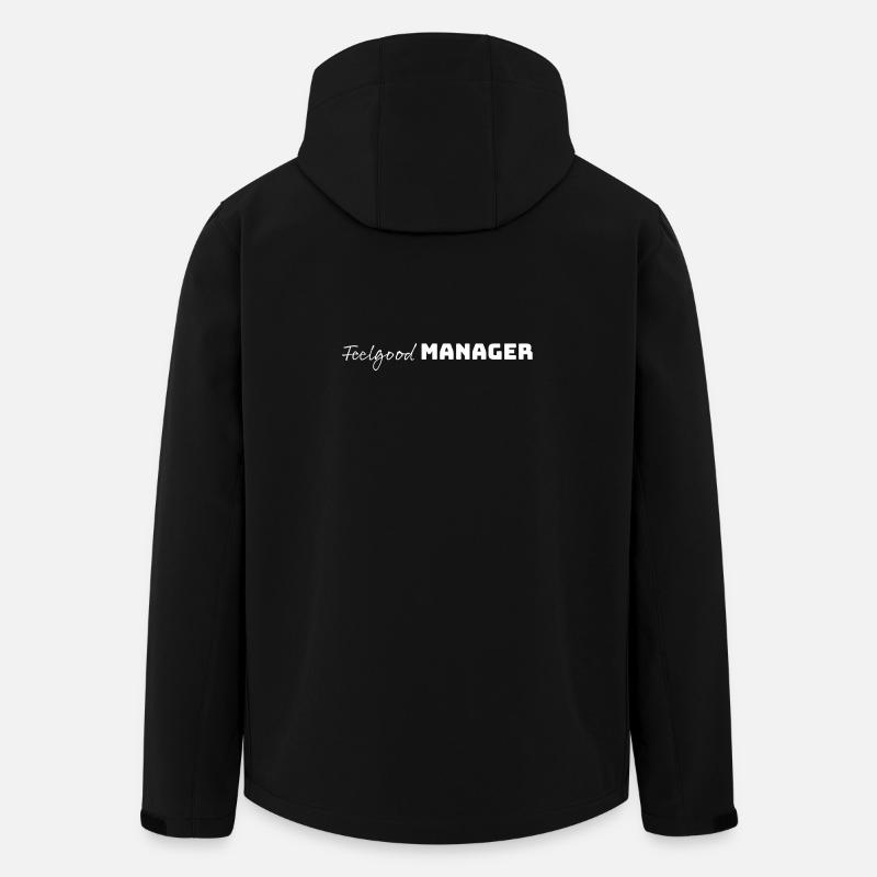Design Feelgood Manager blanc - Veste softshell homme en polyester recyclé Stanley/Stella - noir
