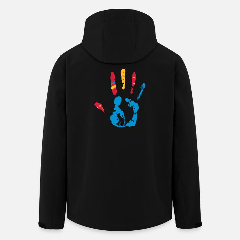 bunter Handabdruck mit verschiedene Formen - Recycelte Männer Softshell-Jacke von Stanley/Stella - Schwarz