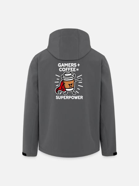 Gamers + coffee = superpower - superhero - hero - Men’s Recycled Softshell Jacket by Stanley/Stella - black