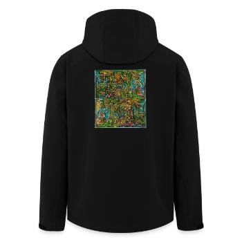 Lebendige Labyrinth-Linienkunst - Recycelte Männer Softshell-Jacke von Stanley/Stella - Schwarz - Hinten - AI Model Male 185 light (185cm)