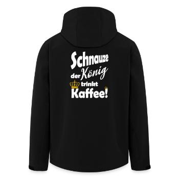 Schnauze der Koenig trinkt Kaffee lustig Spruch - Recycelte Männer Softshell-Jacke von Stanley/Stella - Schwarz - Hinten - AI Model Male 185 light (185cm)