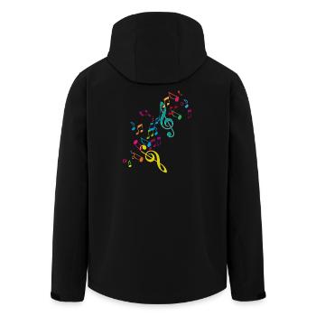 kunterbunte zusammengewürfelte Musik Noten - Recycelte Männer Softshell-Jacke von Stanley/Stella - Schwarz - Hinten - AI Model Male 185 light (185cm)