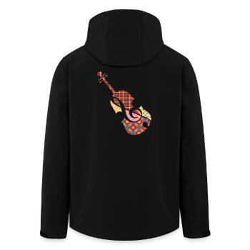 schöne Patchwork Violine mit Violinschlüssel - Recycelte Männer Softshell-Jacke von Stanley/Stella - Schwarz - Hinten - AI Model Male 185 light (185cm)