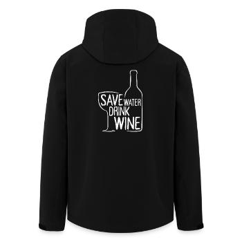 Save Water Drink Wine Wine Drinker Wine Saying - Men’s Recycled Softshell Jacket by Stanley/Stella - black - Back - AI Model Male 185 light (185cm)