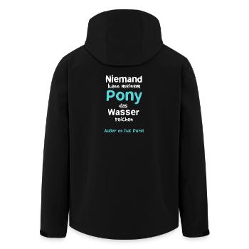Pony Pferd lustig Pferdesprüche Pferdespaß - Recycelte Männer Softshell-Jacke von Stanley/Stella - Schwarz - Hinten - AI Model Male 185 light (185cm)