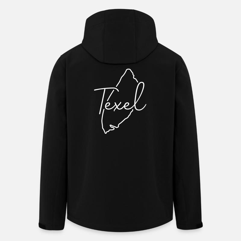 Texel | Landkarte Line-Art Minimalismus - Recycelte Männer Softshell-Jacke von Stanley/Stella - Schwarz