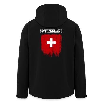 Grunge Switzerland Flag Cross - Men’s Recycled Softshell Jacket by Stanley/Stella - black - Back - AI Model Male 185 light (185cm)