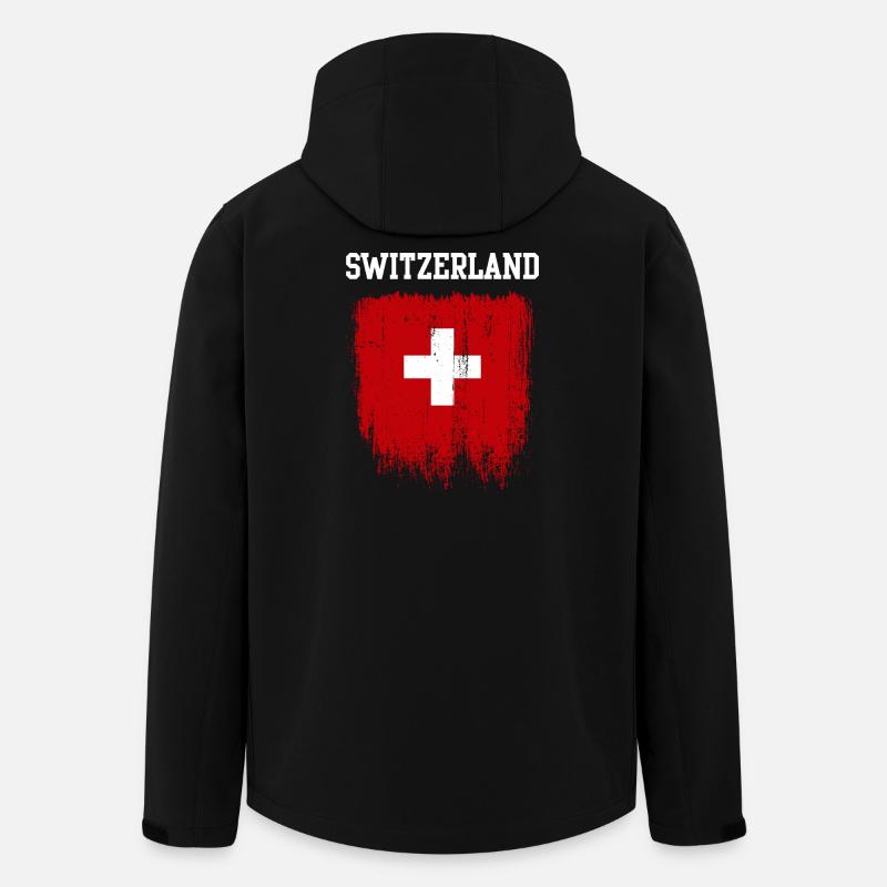 Grunge Switzerland Flag Cross - Men’s Recycled Softshell Jacket by Stanley/Stella - black