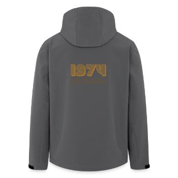 1974 vintage birthday - Men’s Recycled Softshell Jacket by Stanley/Stella - black - Back - AI Model Male 185 light (185cm)